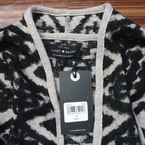 *Lucky Brand Black Geometric on Shiny Beige Top* - Picture 2 of 8